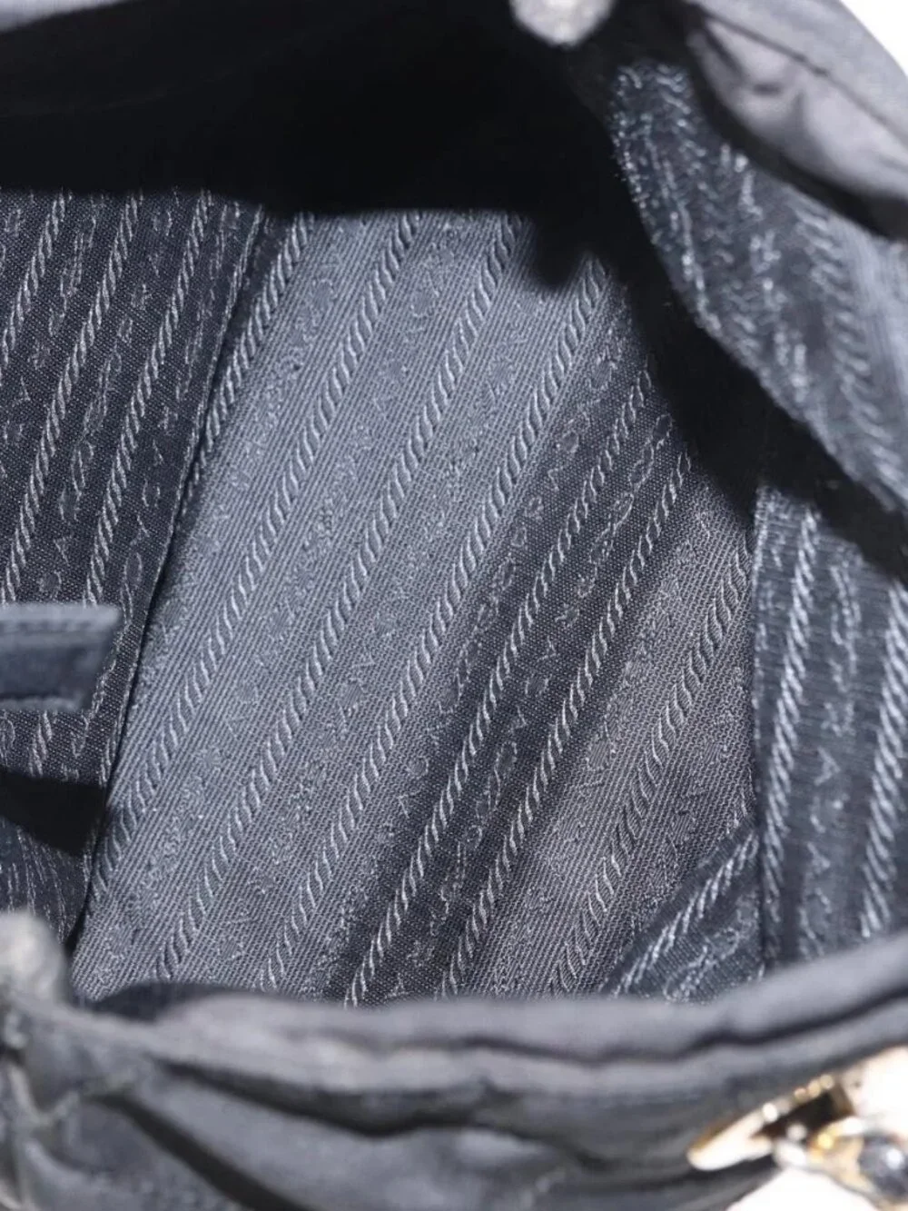 PRADA Chain Hand Bag Nylon Black Gold Auth bs31172 - Picture 11 of 16